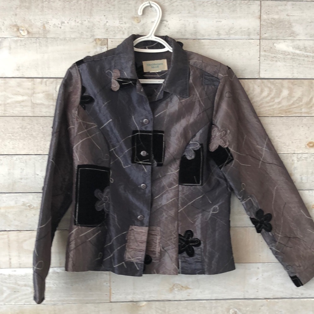 Ellen Margaret Moody mosaic style patchwork embroidered floral jacket